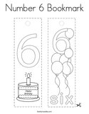 Number 6 Bookmark Coloring Page