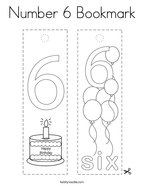 Number 6 Bookmark Coloring Page