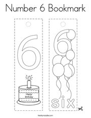 Number 6 Bookmark Coloring Page