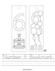 Number 6 Bookmark Handwriting Sheet