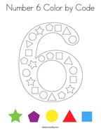 Number 6 Color by Code Coloring Page