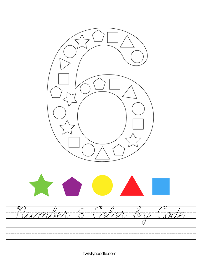 Number 6 Color by Code Worksheet