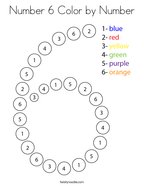 Number 6 Color by Number Coloring Page