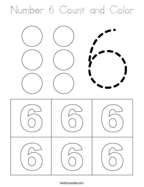 Number 6 Count and Color Coloring Page