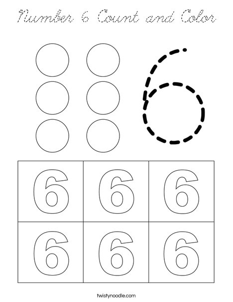 Number 6 Count and Color Coloring Page