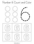 Number 6 Count and Color Coloring Page