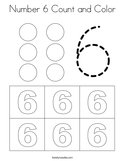 Number 6 Count and Color Coloring Page