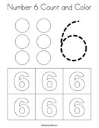 Number 6 Count and Color Coloring Page