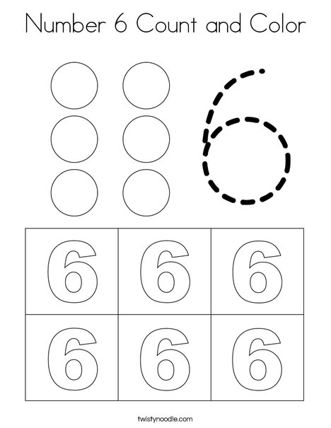 Number 6 Count and Color Coloring Page