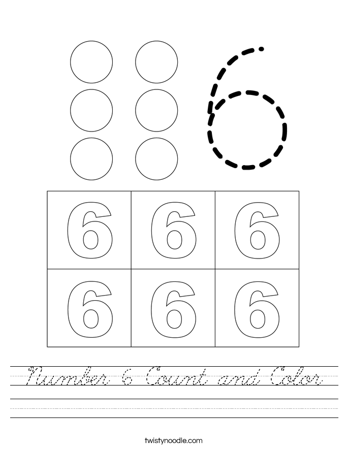 Number 6 Count and Color Worksheet
