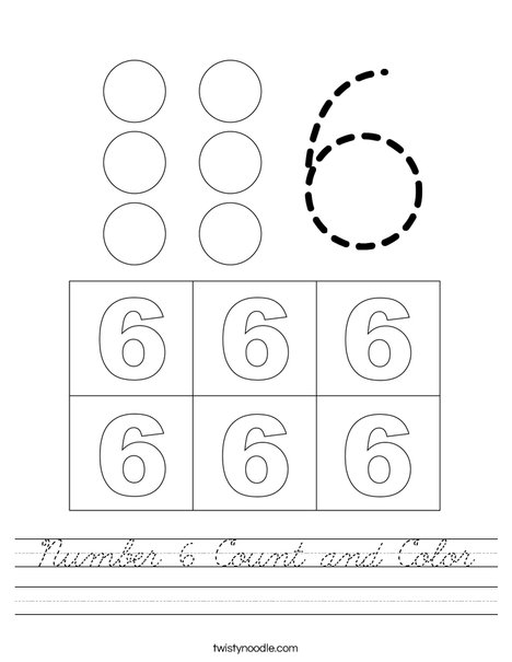 Number 6 Count and Color Worksheet