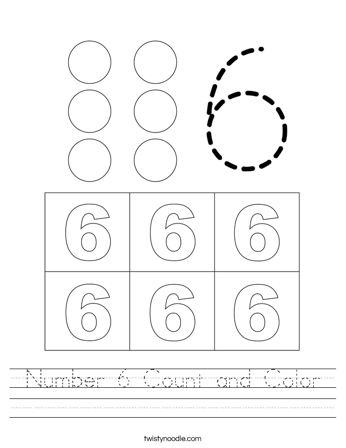 Number 6 Count and Color Worksheet
