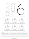 Number 6 Count and Color Worksheet
