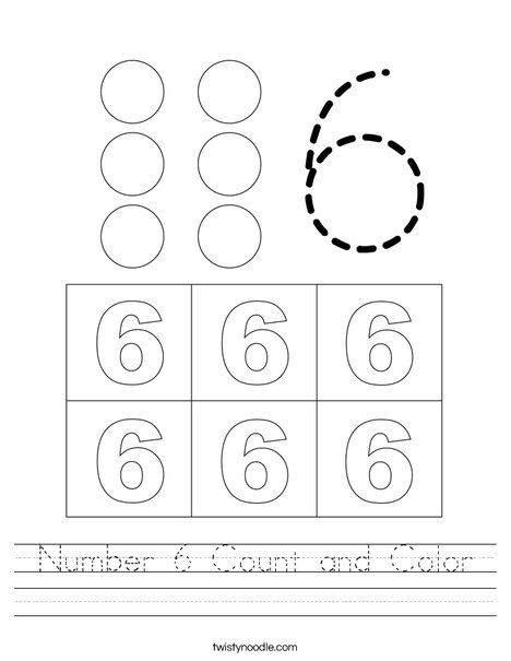 Number 6 Count and Color Worksheet