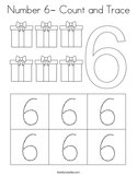 Number 6- Count and Trace Coloring Page