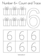 Number 6- Count and Trace Coloring Page
