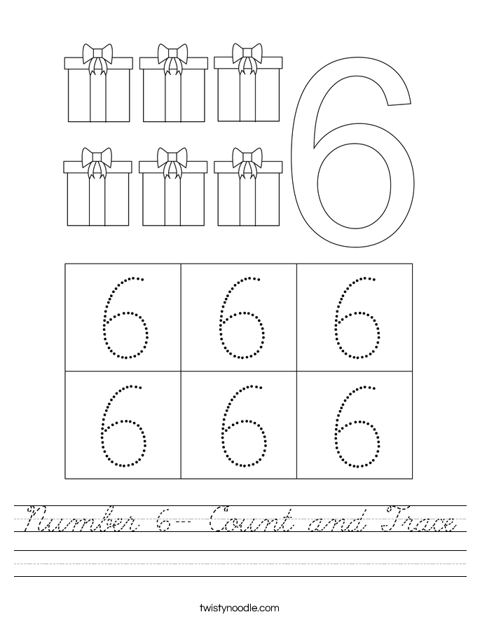 Number 6- Count and Trace Worksheet