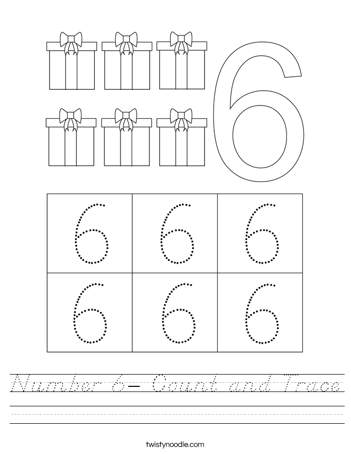 Number 6- Count and Trace Worksheet