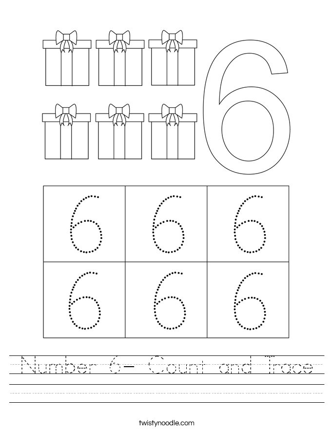 Number 6- Count and Trace Worksheet