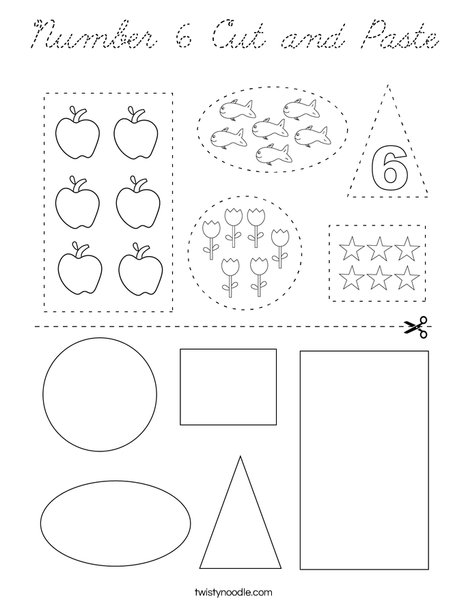 Number 6 Cut and Paste Coloring Page