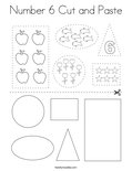 Number 6 Cut and Paste Coloring Page