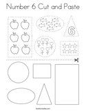 Number 6 Cut and Paste Coloring Page