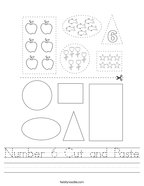 Number 6 Cut and Paste Handwriting Sheet