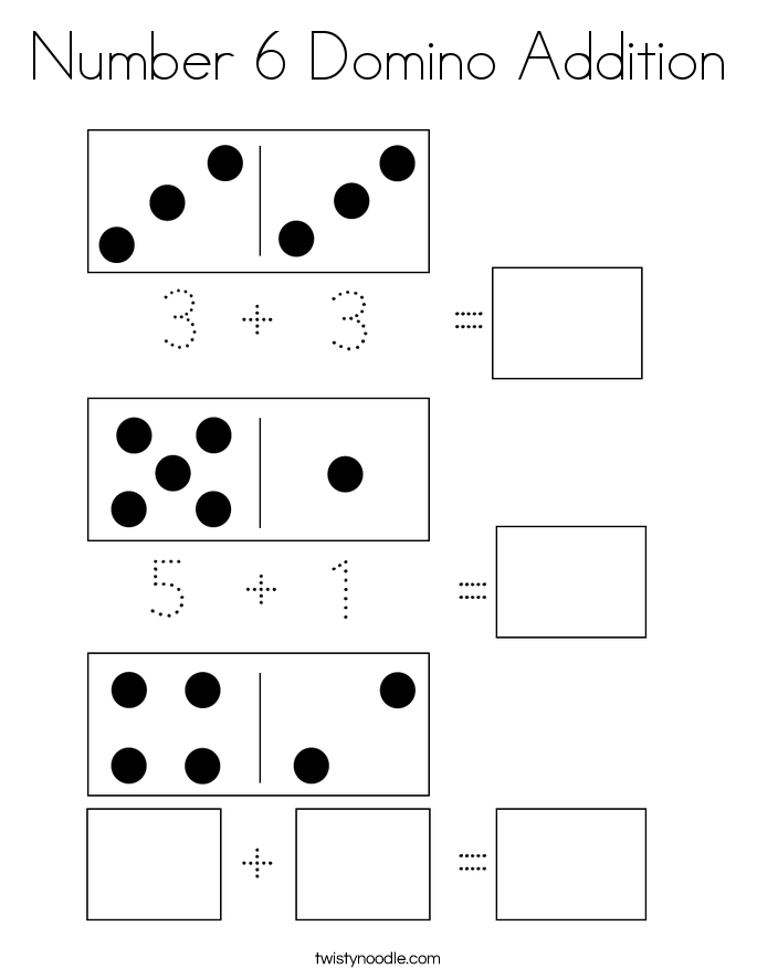 Number 6 Domino Addition Coloring Page