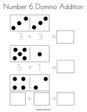Number 6 Domino Addition Coloring Page