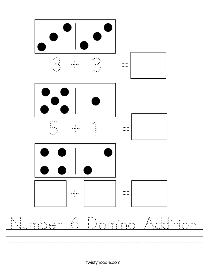 Number 6 Domino Addition Worksheet