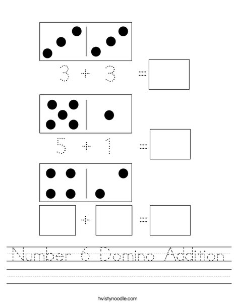 Number 6 Domino Addition Worksheet