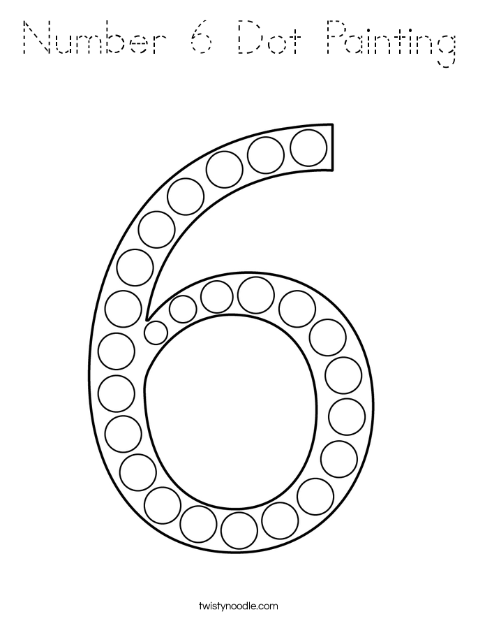 Number 6 Dot Painting Coloring Page