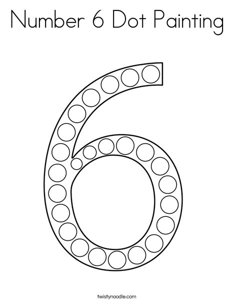 Number 6 Dot Painting Coloring Page