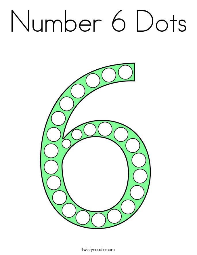 Number 6 Dots Coloring Page