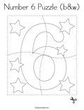 Number 6 Puzzle (b&w) Coloring Page