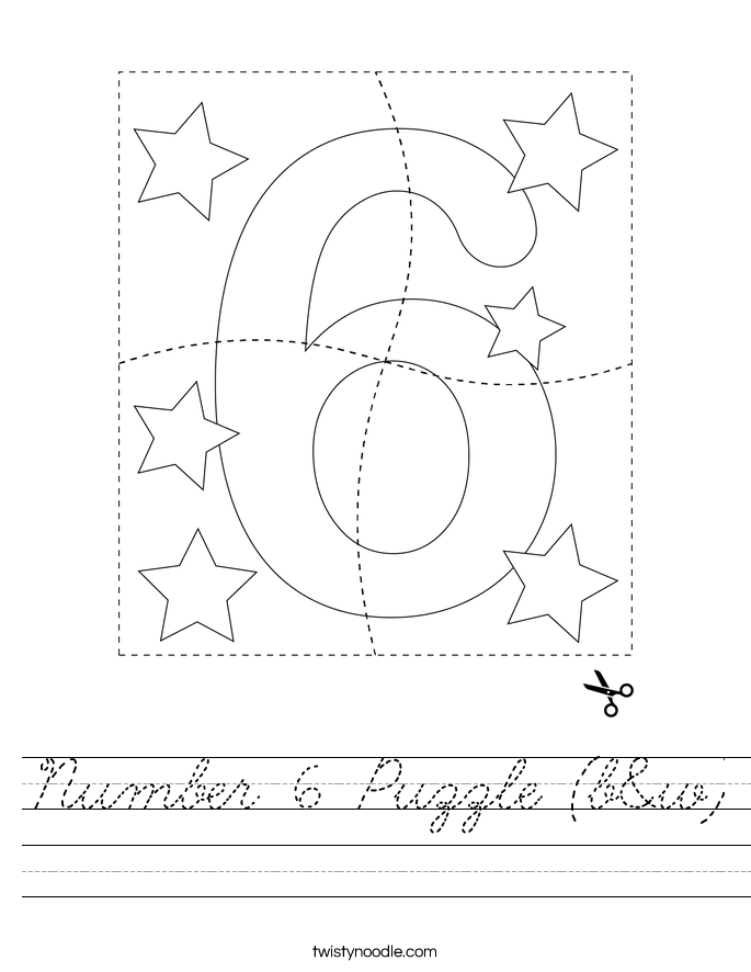 Number 6 Puzzle (b&w) Worksheet