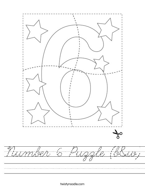 Number 6 Puzzle (b&w) Worksheet