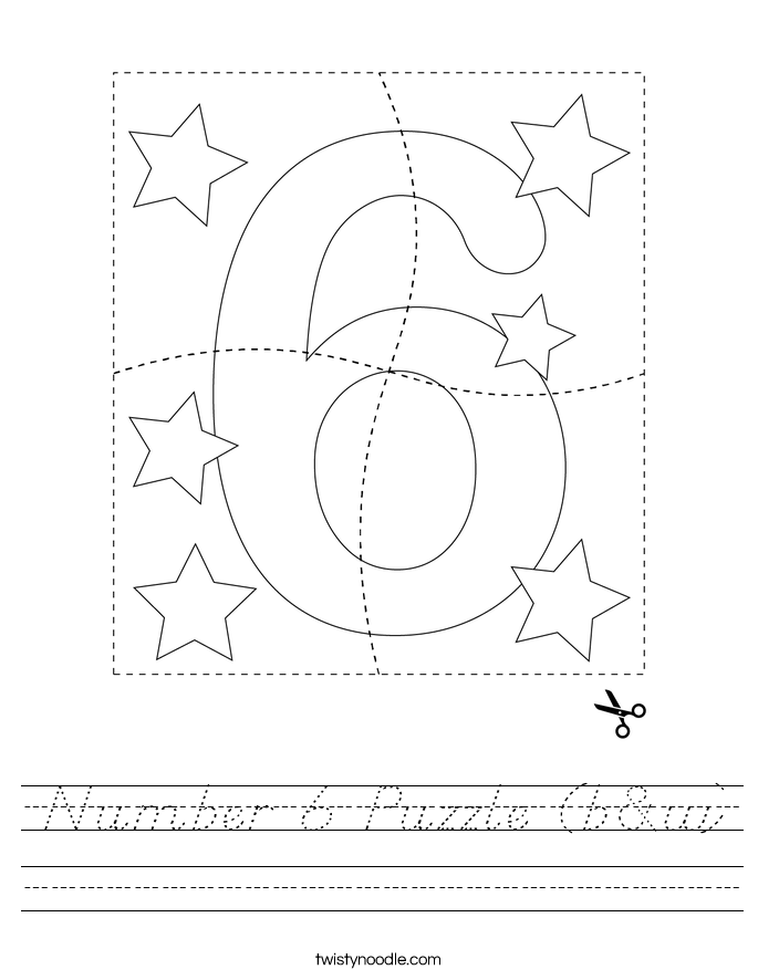 Number 6 Puzzle (b&w) Worksheet