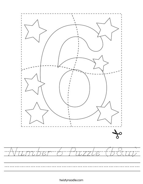 Number 6 Puzzle (b&w) Worksheet