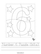Number 6 Puzzle (b&w) Handwriting Sheet