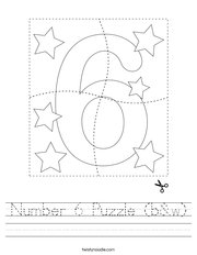 Number 6 Puzzle (b&w) Handwriting Sheet