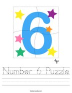 Number 6 Puzzle Handwriting Sheet