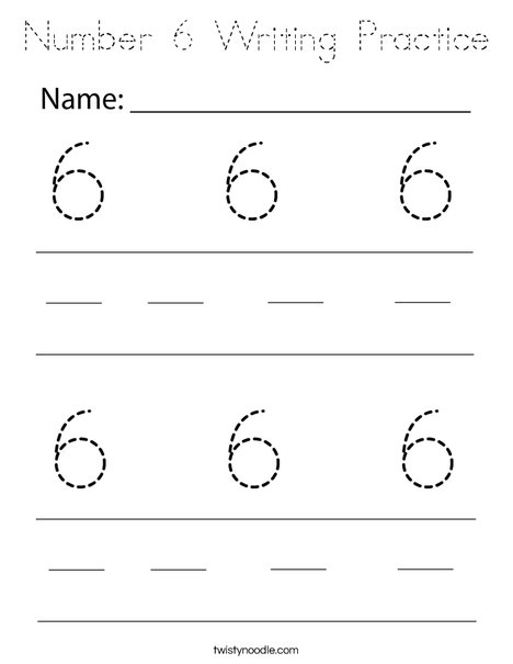 Number 6 Writing Practice Coloring Page