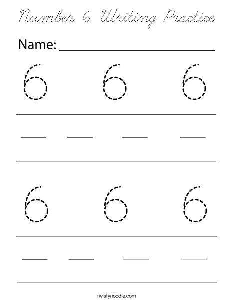 Number 6 Writing Practice Coloring Page