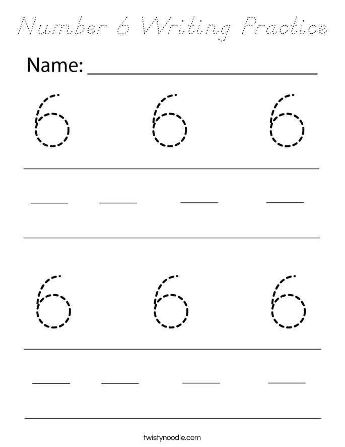 Number 6 Writing Practice Coloring Page