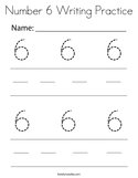 Number 6 Writing Practice Coloring Page
