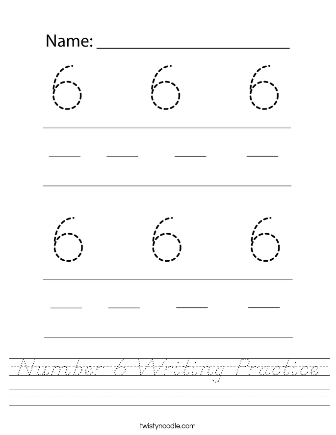 Number 6 Writing Practice Worksheet