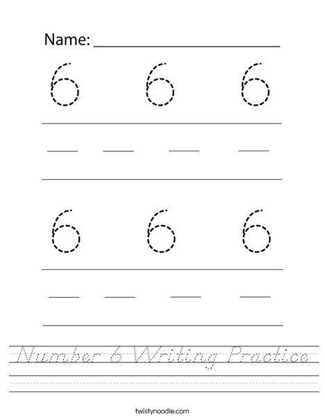 Number 6 Writing Practice Worksheet