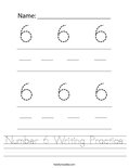 Number 6 Writing Practice Worksheet