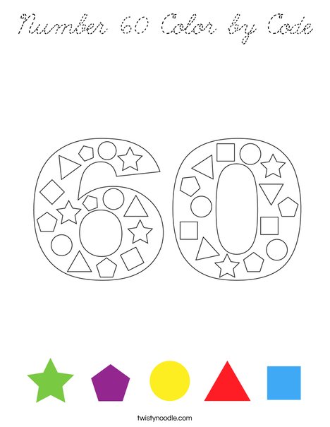 Number 60 Color by Code Coloring Page